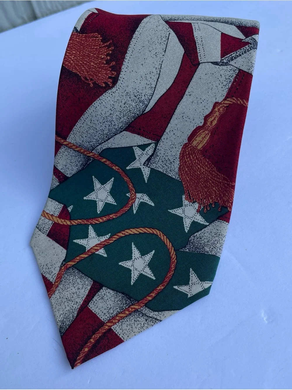 VTG Polo Ralph Lauren Tie American Flag 100% Silk Made By Hand In USA Party REAR - Picture 4 of 12